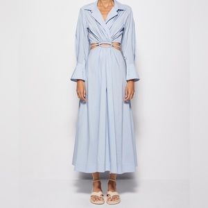 SIMKHAI Alex Cut-Out Shirt Dress in Blue